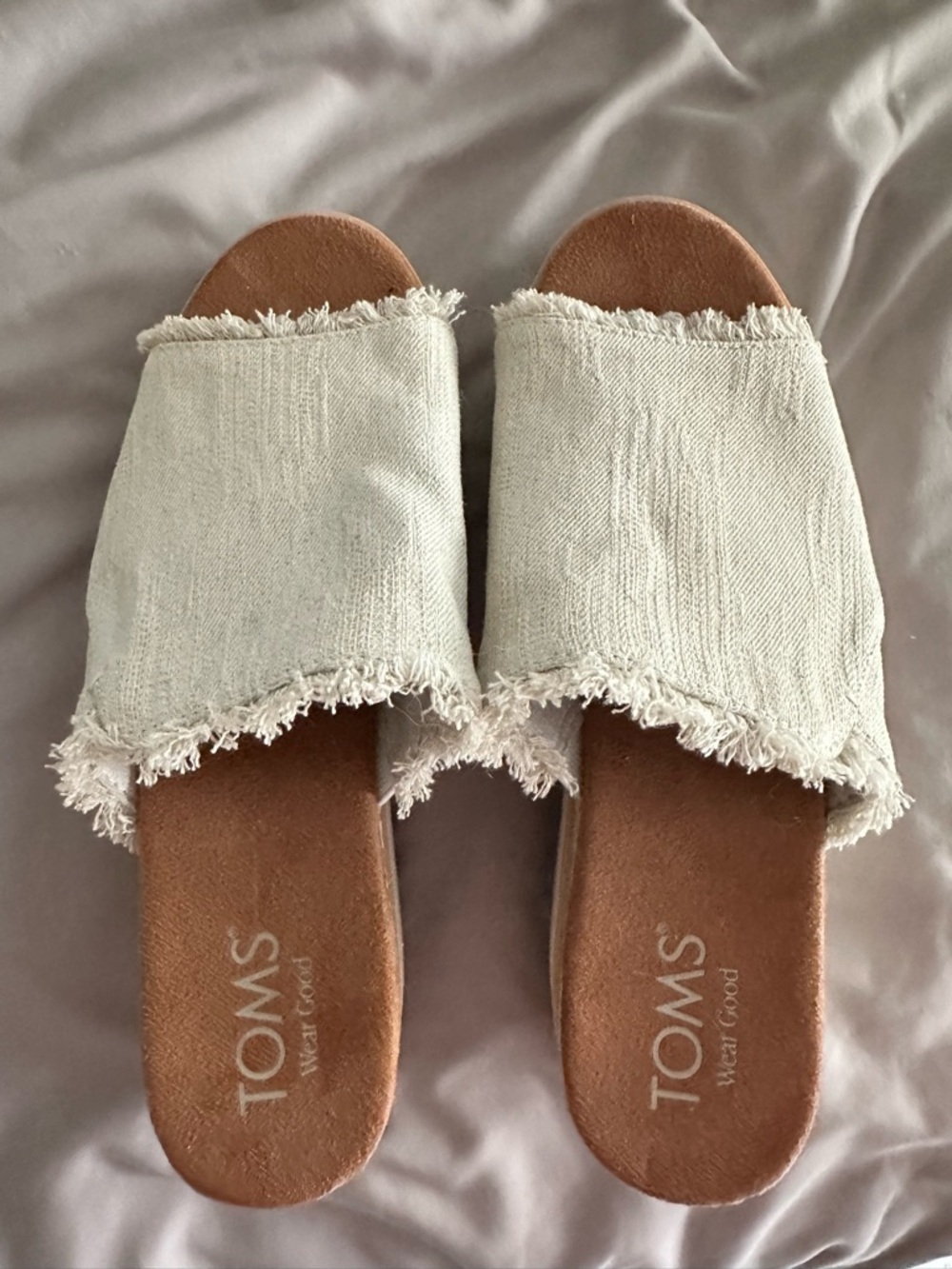 Toms Women's Cream Frayed Slide Mules